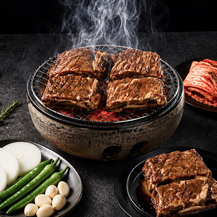 이음곳간 수제 소 양념 갈비 6 7 8번 꽃갈비 이동갈비맛 소갈비살 구이 700g, 2개 - 상품 이미지