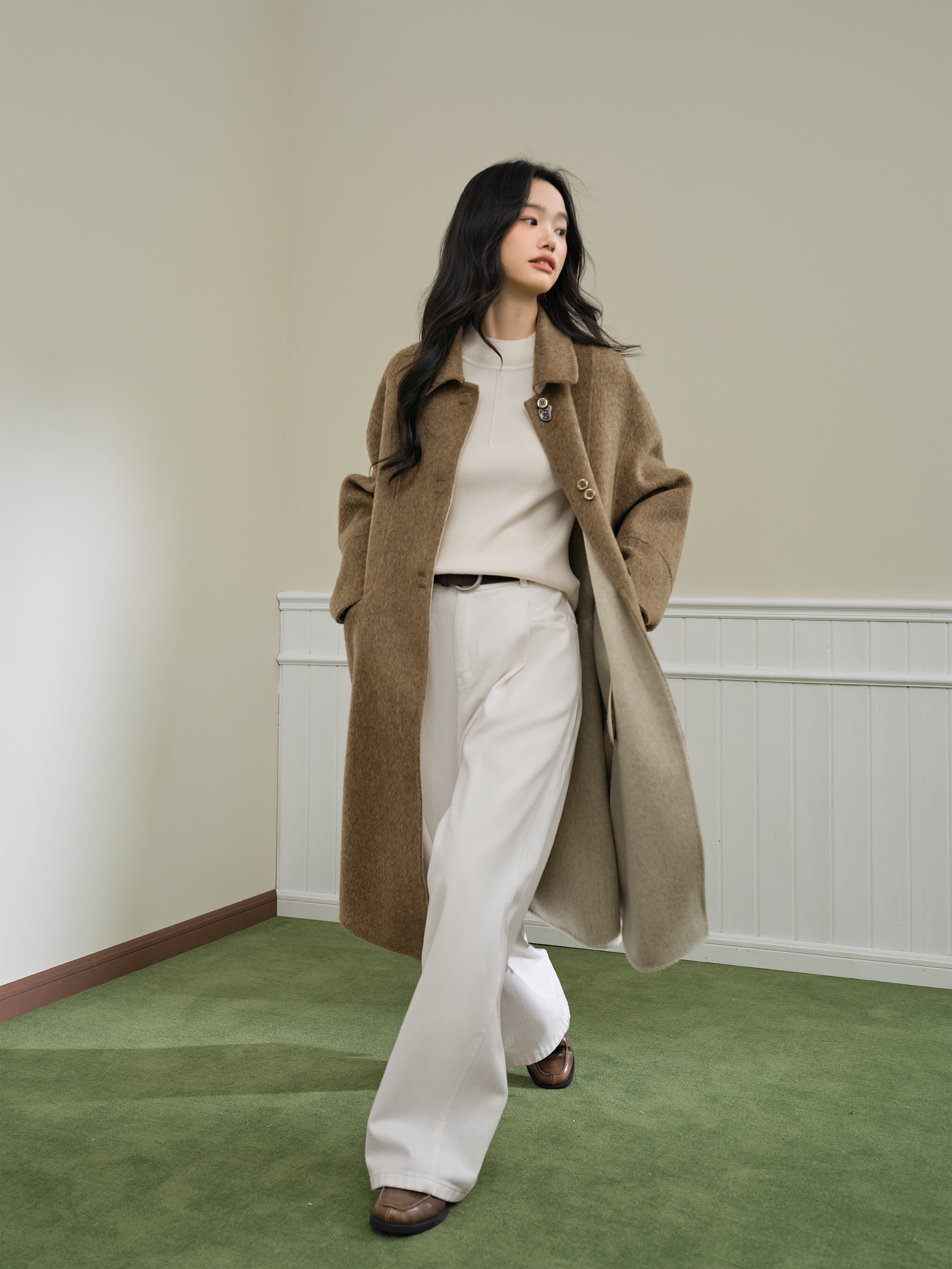 쿠오세 KUOSE 여성 울 롱 혼방 코트 - 상세 이미지 3