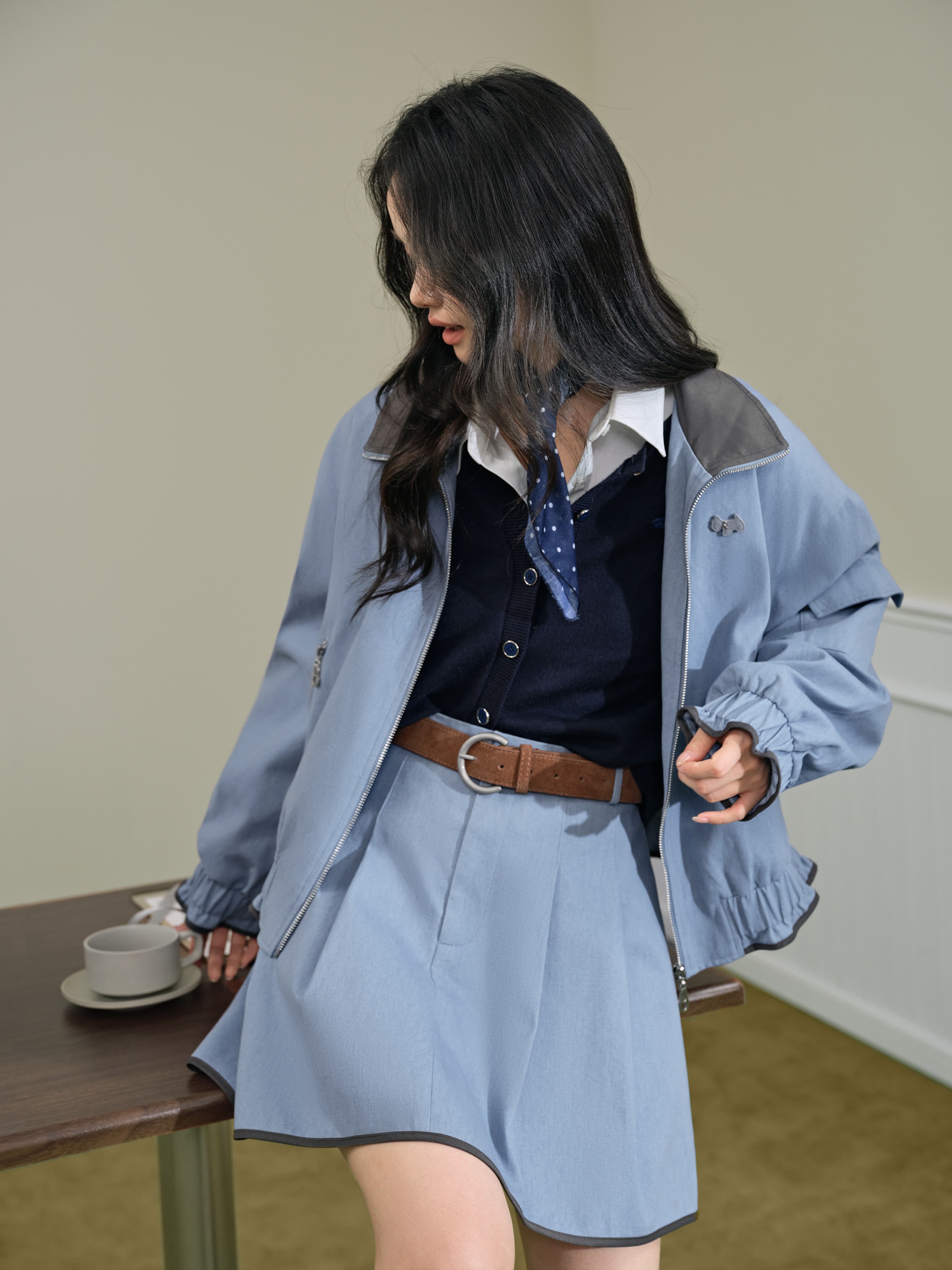 쿠오세 KUOSE A라인 플리츠 미니스커트 이미지 7