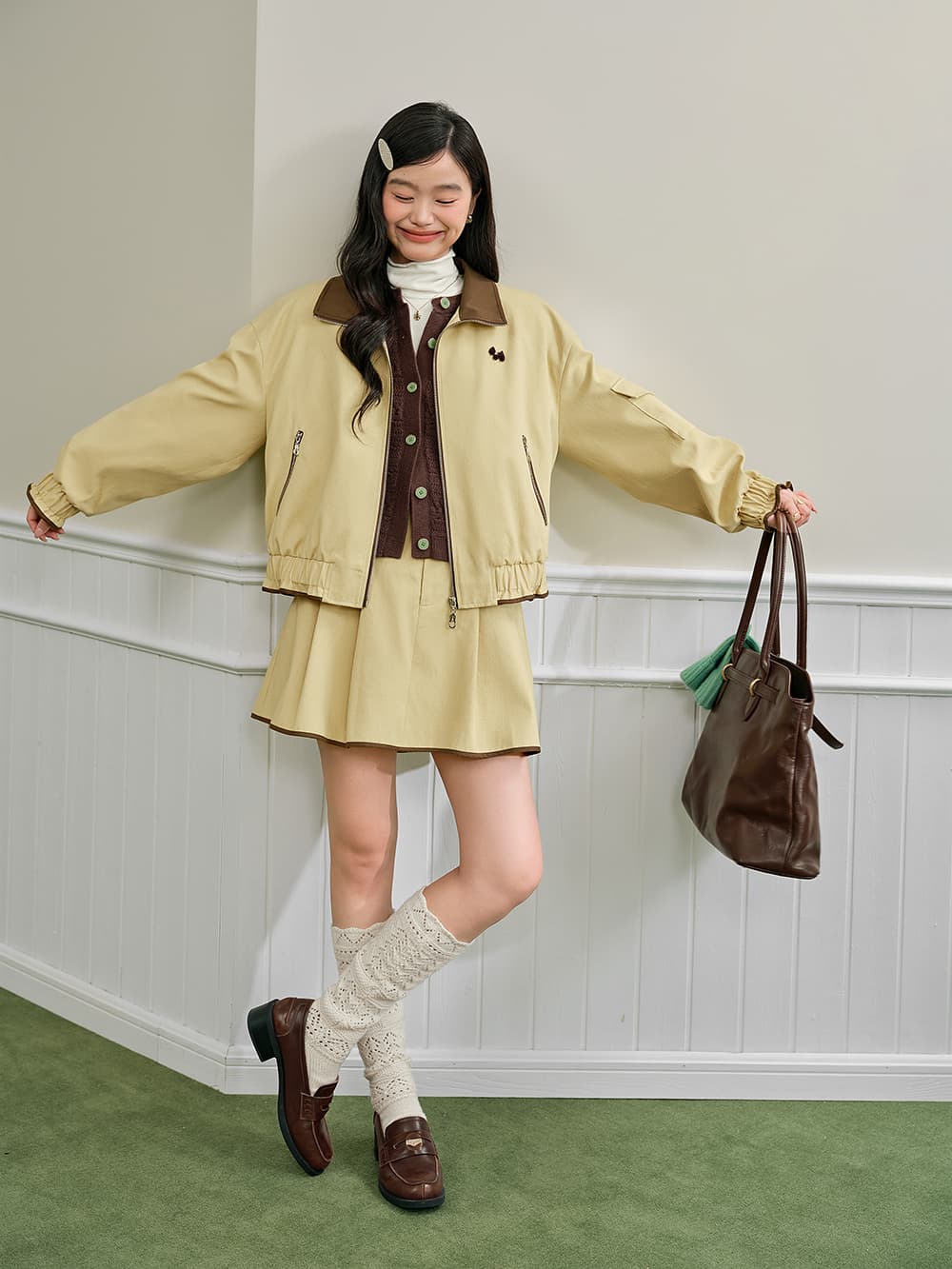 쿠오세 KUOSE A라인 플리츠 미니스커트 이미지 6