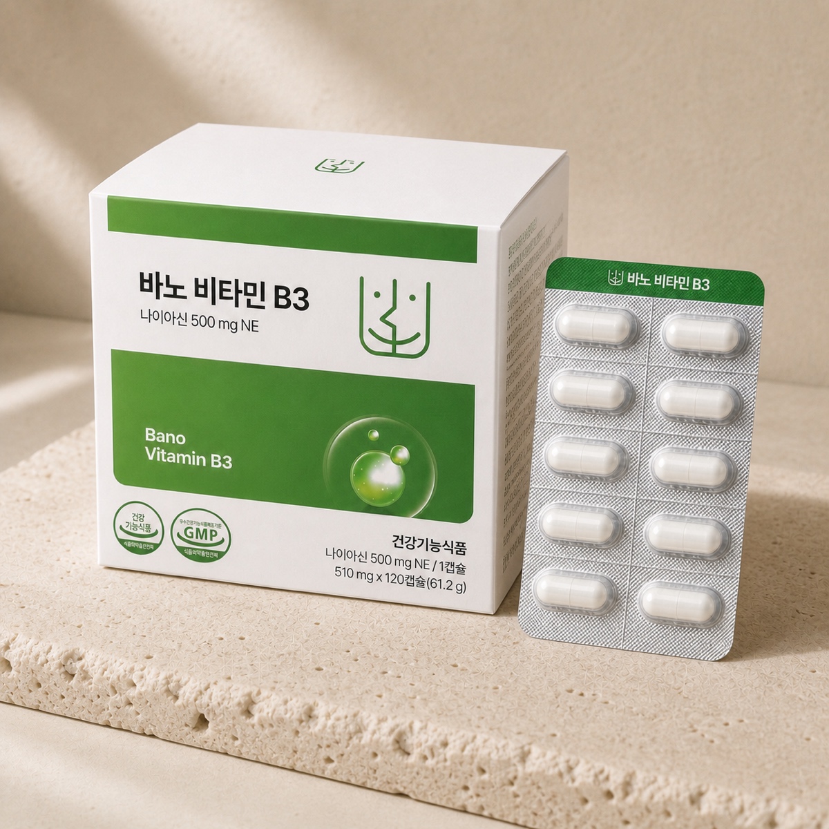 [미국산 원료] 바노 비타민 고용량 B3 500mg 120캡슐, 1개 - 상세 이미지 2