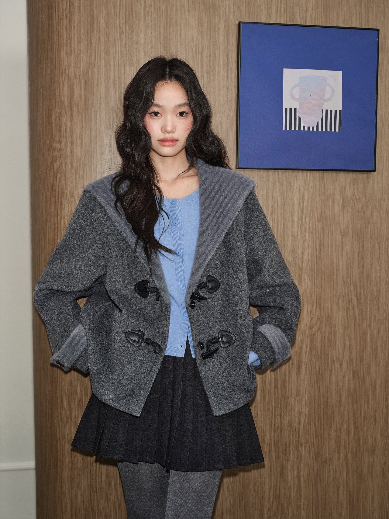 쿠오세 KUOSE 여성 숄 스타일 케이프 코트 - 상품 이미지