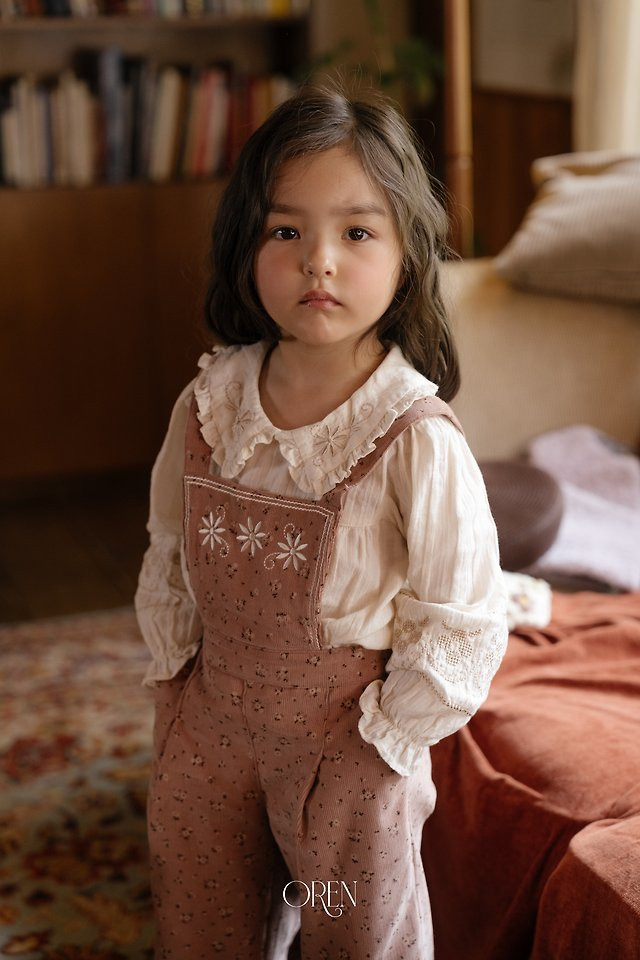 오렌 26가을 허니베이지블라우스 여아 키즈 플라워 자수 프릴블라우스 이미지 6
