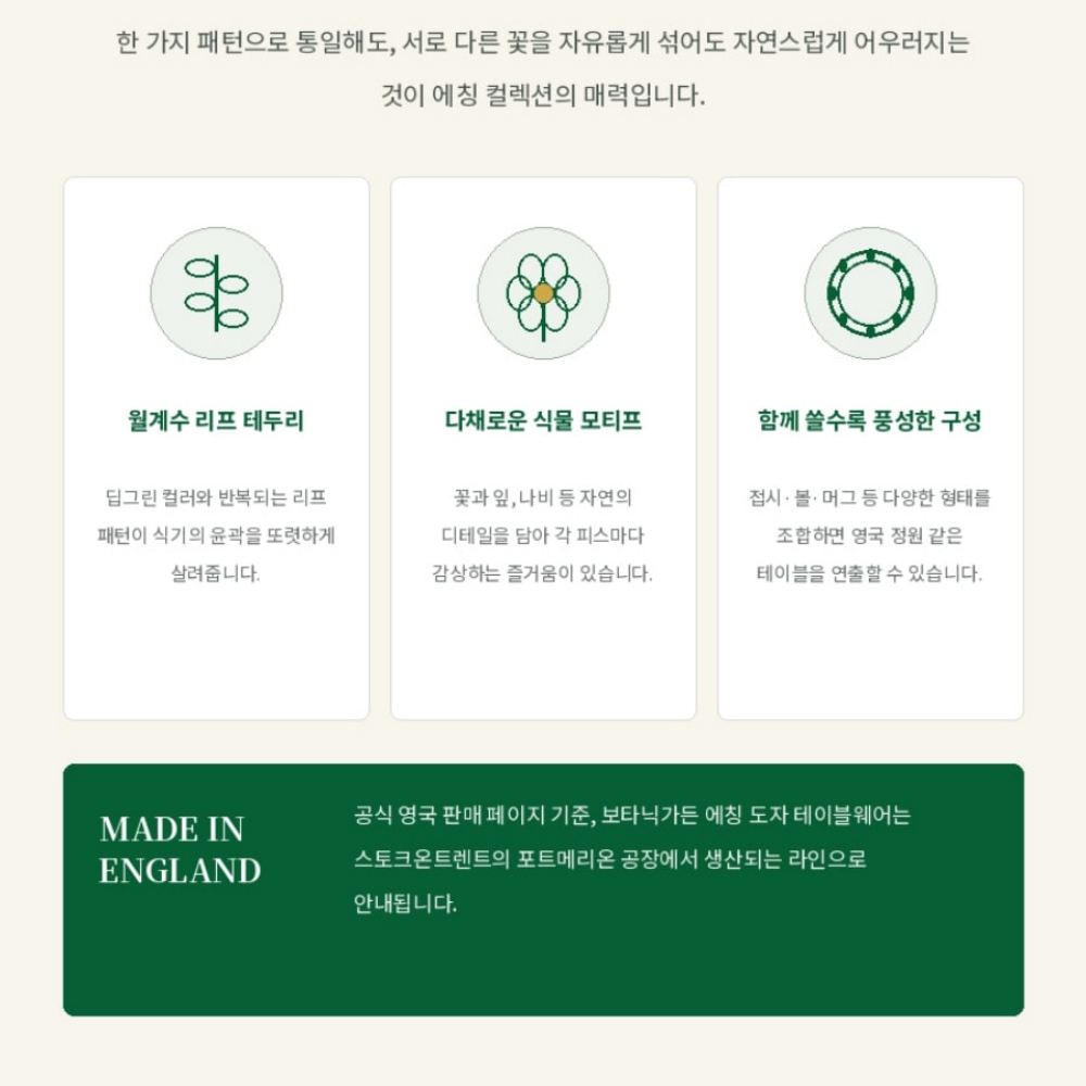 영국 커피잔 포트메리온 보타닉가든 애칭 홍차 커피 카페라떼잔 꽃무늬 찻잔 받침 세트 - 상세 이미지 2