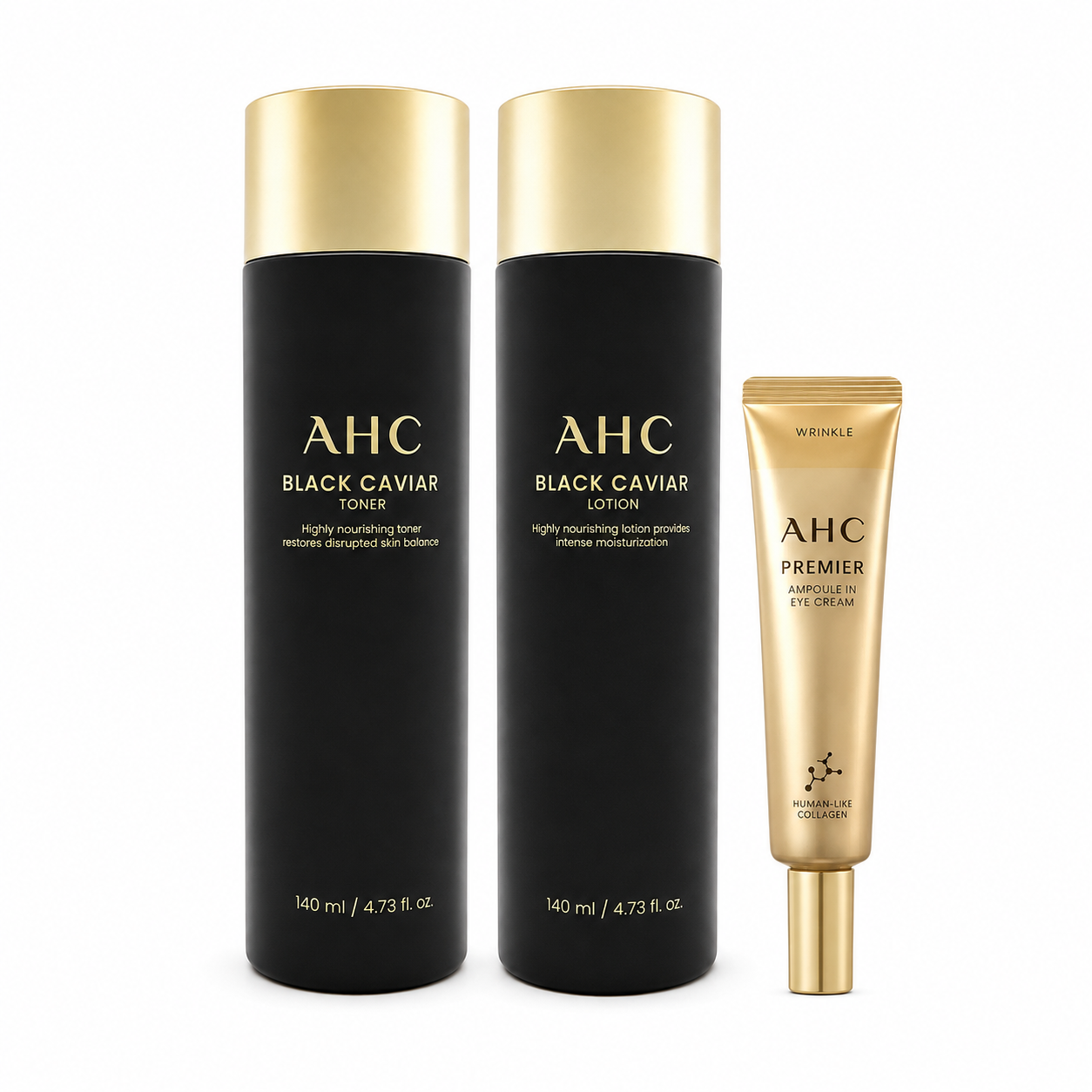 AHC 블랙캐비어로션 토너 기초 2종+프리미어앰플인아이크림 35ml - 상품 이미지