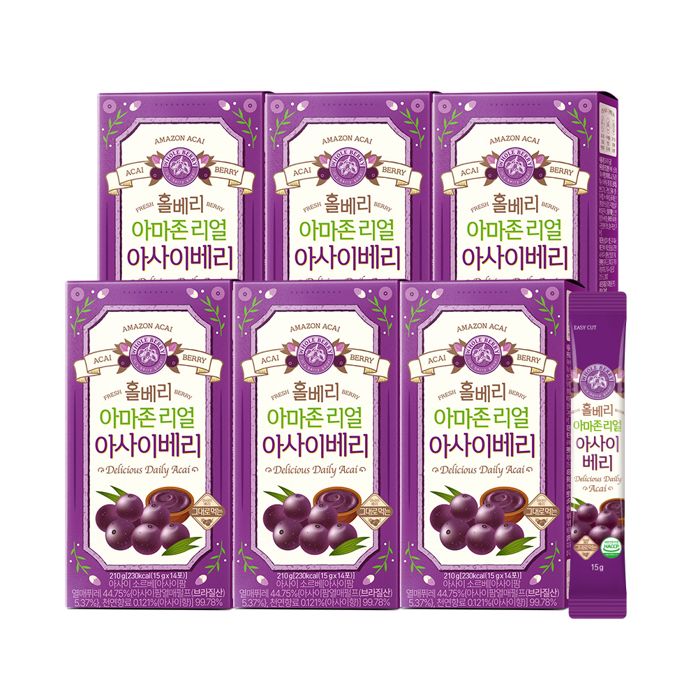 홀베리 아마존리얼 아사이베리 15g 삼바존 아사이베리 퓨레 14포, 6개 - 상품 이미지