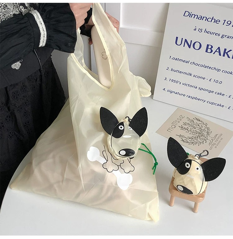 강아지 고양이 접이식 폴딩 쇼핑백 휴대용 장바구니 시장가방 시장바구니 에코백 이미지 7