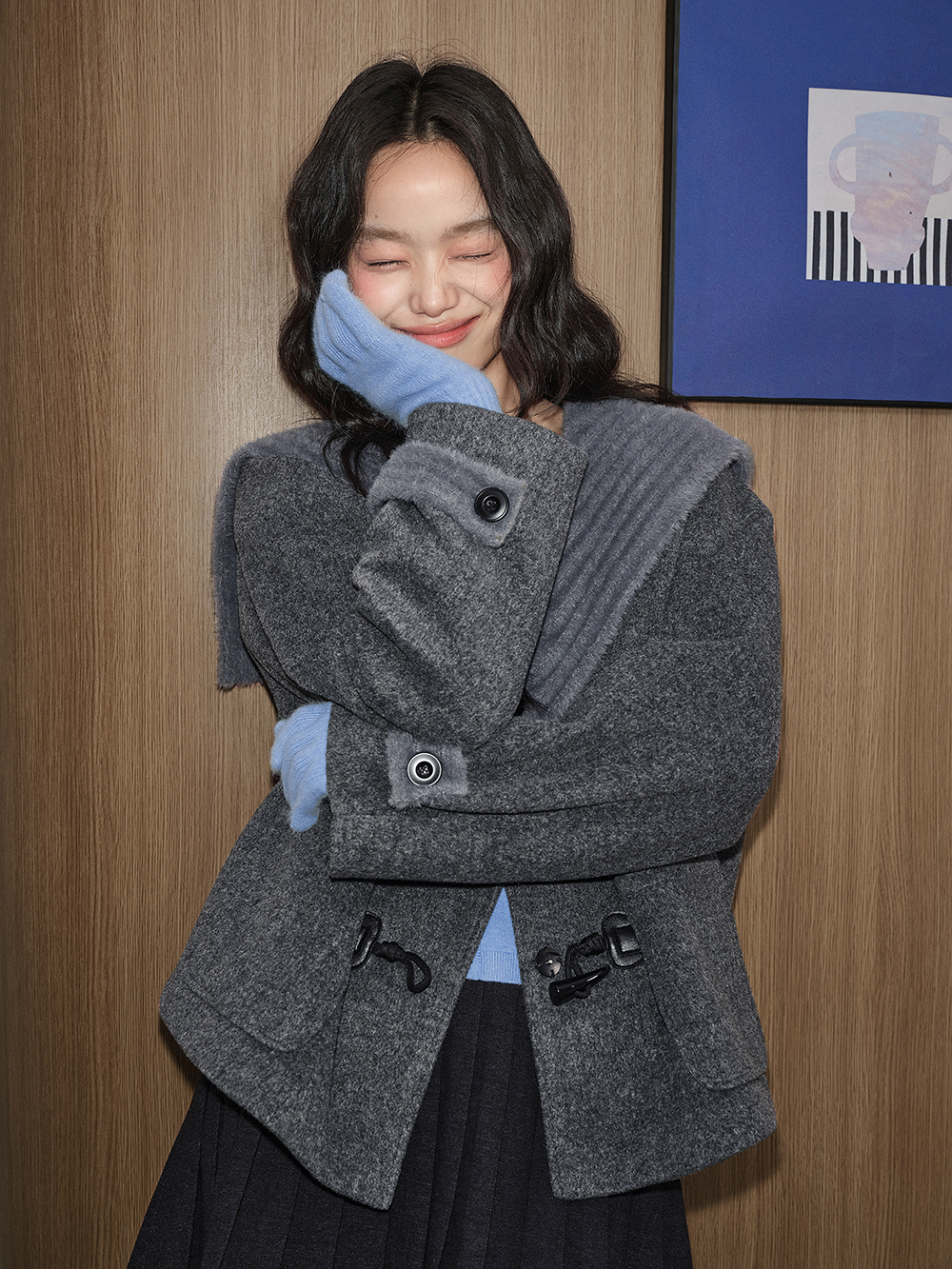 쿠오세 KUOSE 여성 숄 스타일 케이프 코트 - 상세 이미지 2