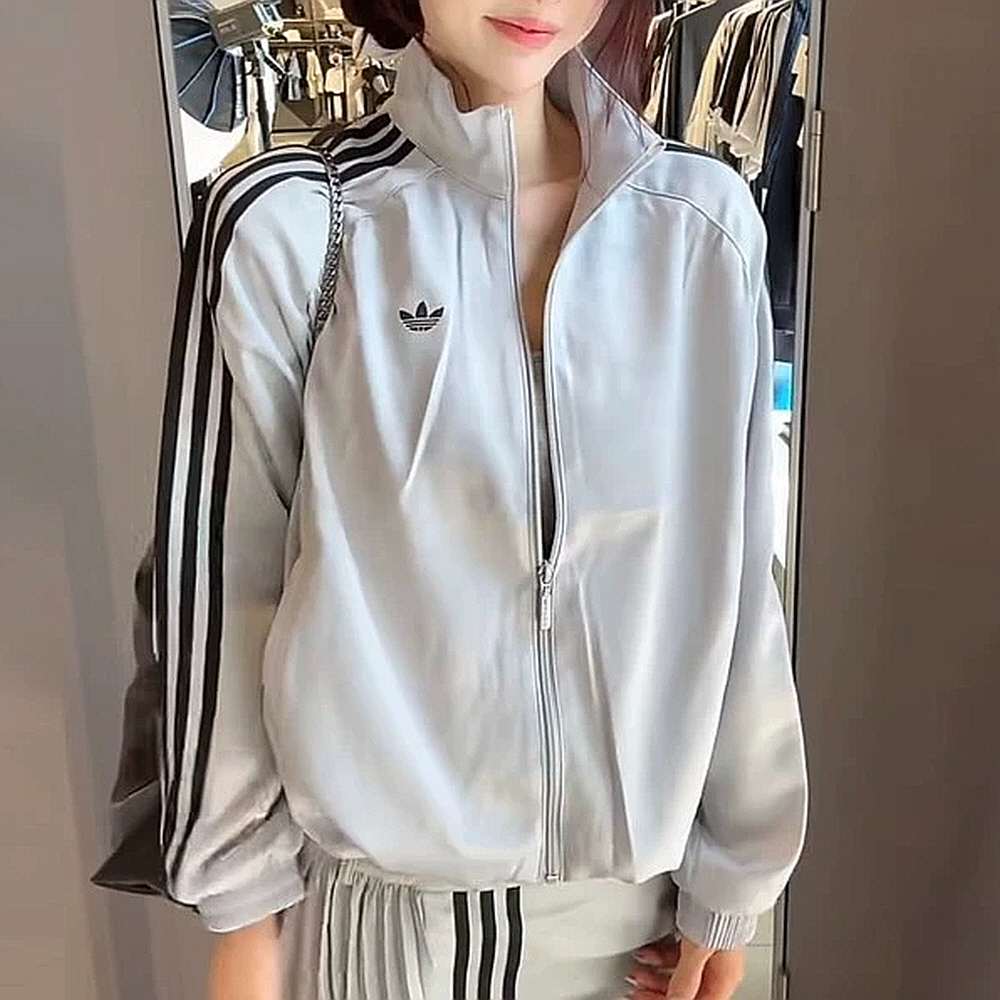 아디다스 우먼스 새틴 플리츠 트랙탑 자켓 집업 져지 그레이 LF2315 - 상세 이미지 4