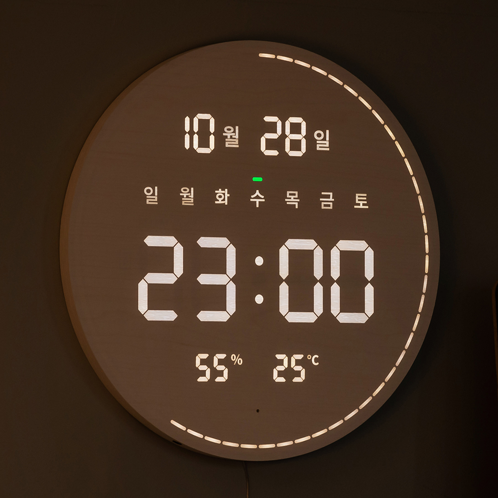 플라이토 블루투스 LED 벽시계 디지털 전자 대형 벽걸이시계 무소음 디자인 42cm 빅문 이미지 7
