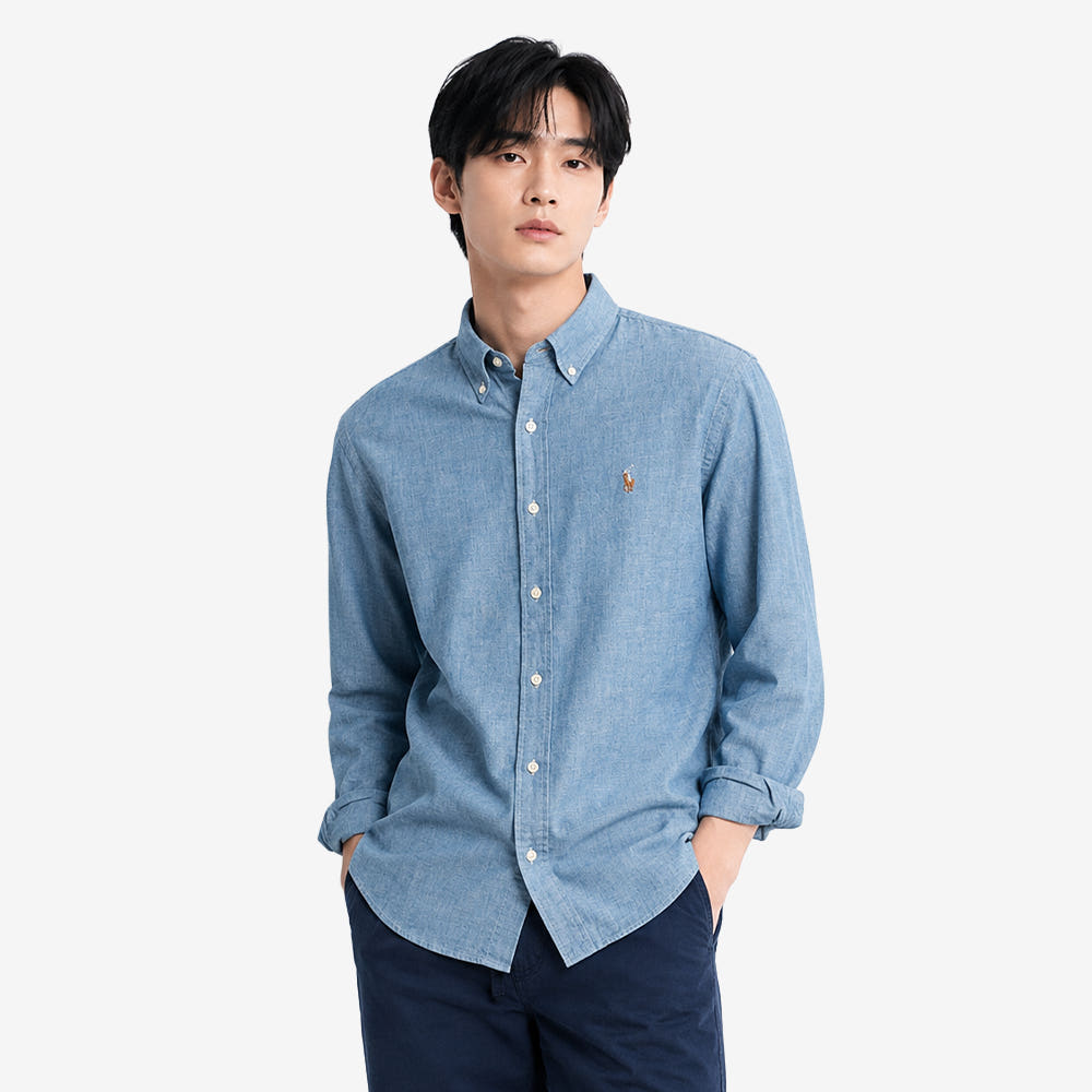 올아이원트 폴로랄프로렌 포니 로고 커스텀 핏 데님 셔츠 710792042001 - 최저가 172,060원