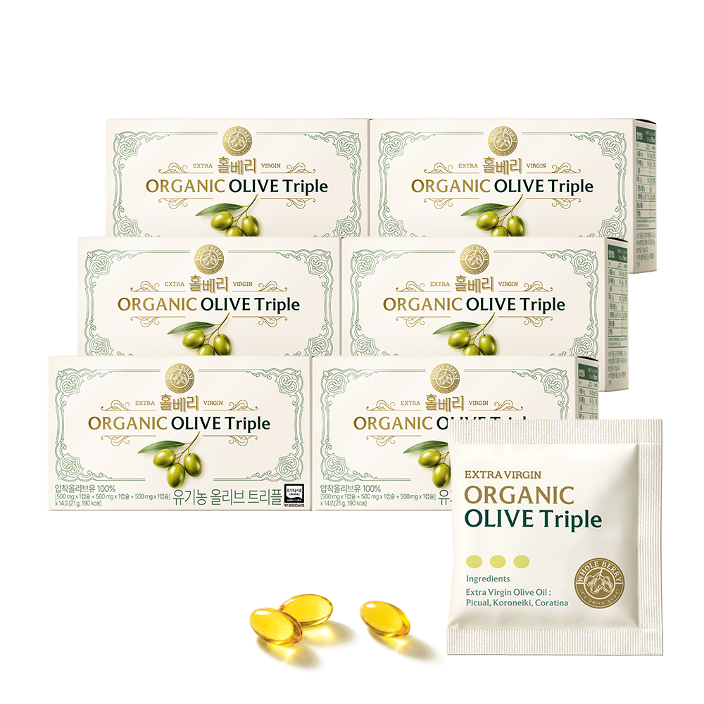 홀베리 유기농 올리브 트리플 (500mg x 3캡슐) 14포, 6개 - 상품 이미지