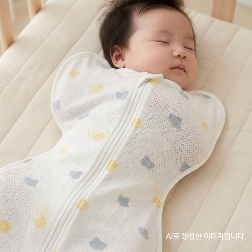 리틀그립 여름 메쉬 더블 지퍼 스와들 속싸개 오리, FREE - 상품 이미지