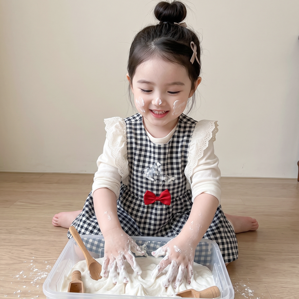 유아 앞치마 아동 원피스 아이 키즈 공주 여아 어린이 요리 미술 레이스 프릴 리본 - 상세 이미지 4