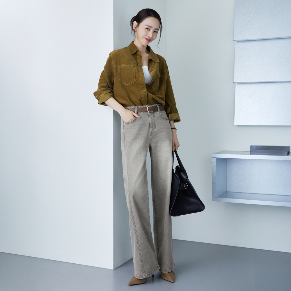 더엣지 26FW 피그먼트 커브드 데님 - 상품 이미지
