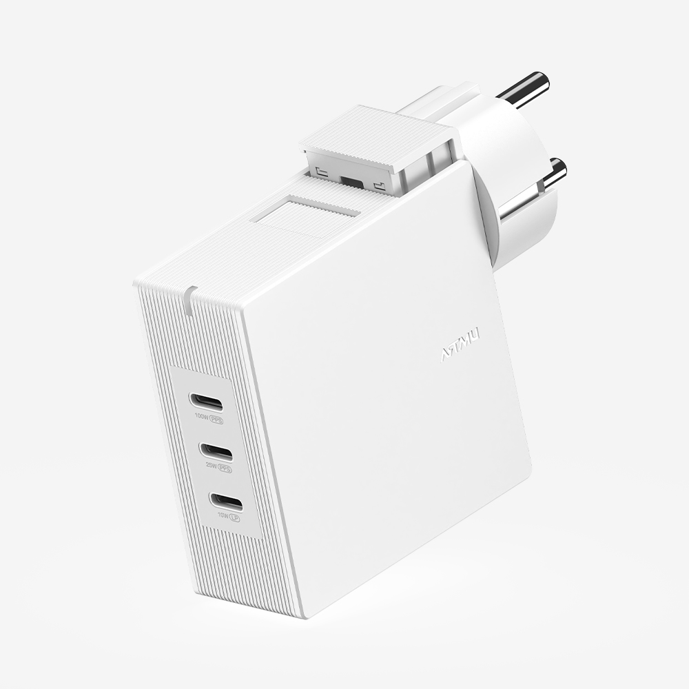 USB PD 100W 여행용 접지 멀티 초고속충전기 GT210 화이트 - 상품 이미지