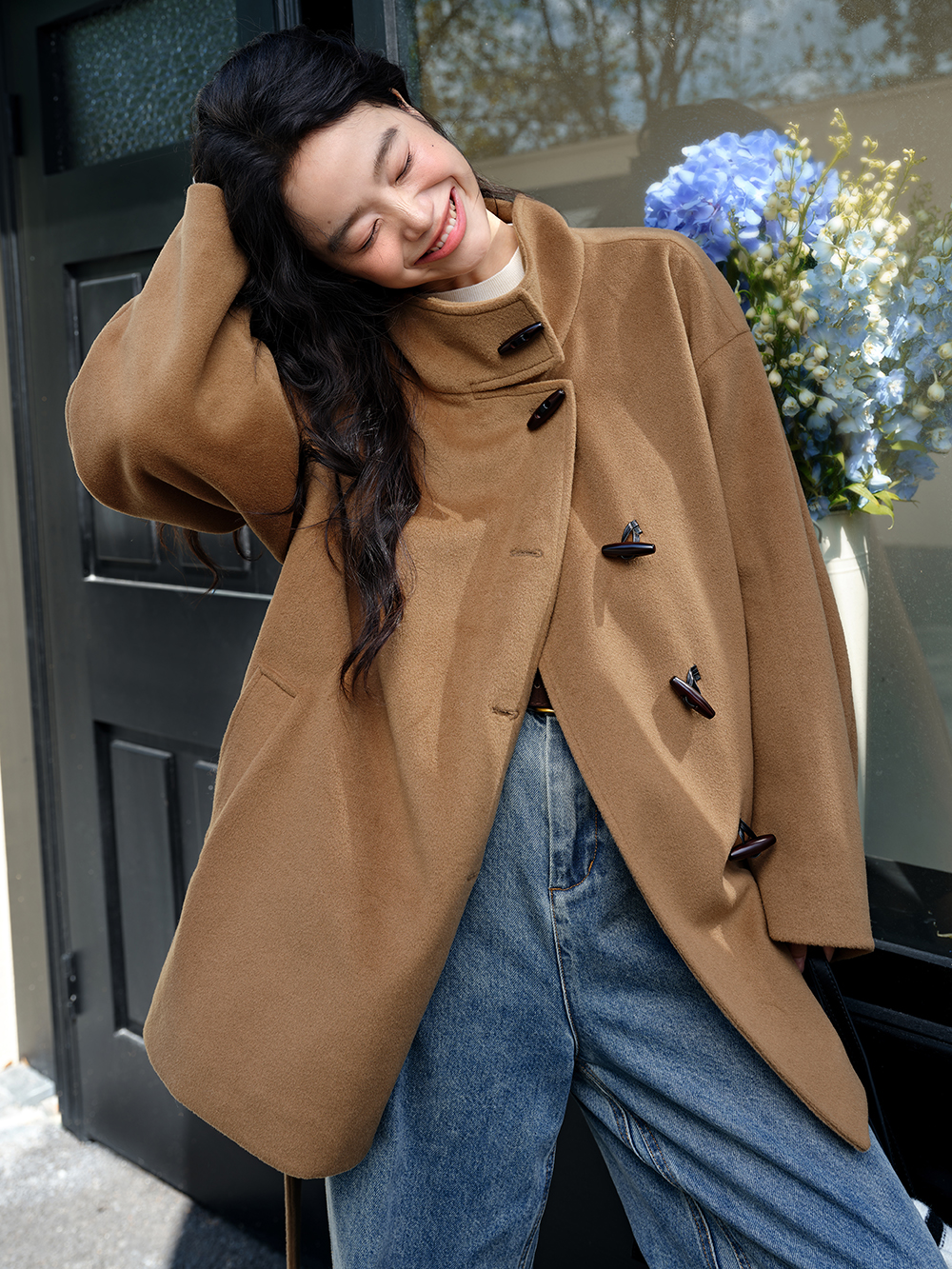 쿠오세 KUOSE 여성 더플 스탠드카라 코트 - 상세 이미지 5