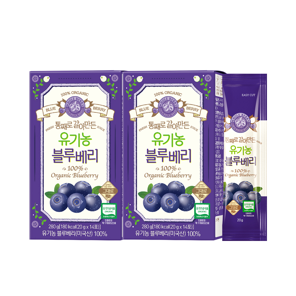 홀베리 통째로 갈아만든 유기농 블루베리 과육이 느껴지는 리얼 블루베리 14포, 2개 - 상세 이미지 3