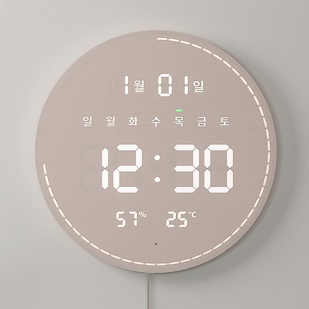 플라이토 블루투스 LED 벽시계 디지털 전자 대형 벽걸이시계 무소음 디자인 42cm 빅문 - 상세 이미지 5