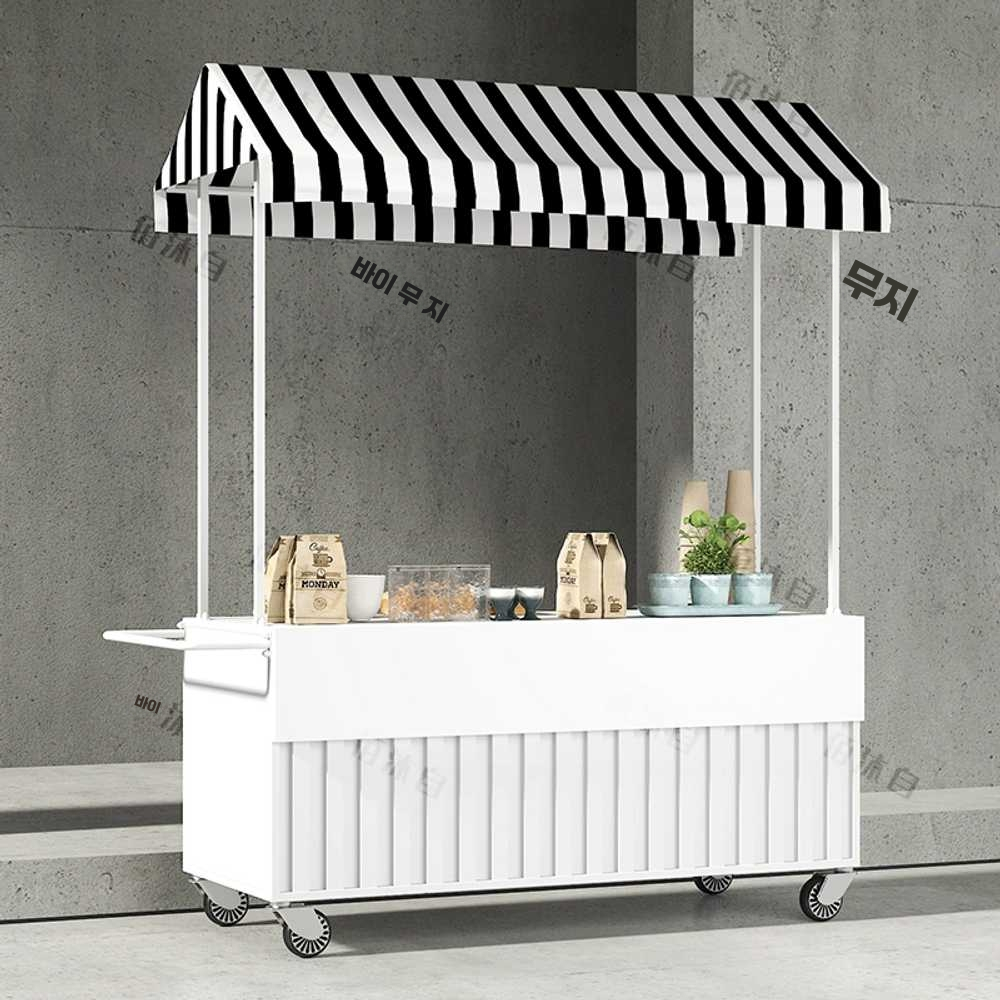 플리마켓가판대 푸드 판촉 카트 박람회 야시장 카트 옐로우100x60x200 - 상세 이미지 3