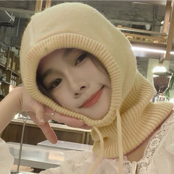노랑니트 후드워머 목도리 목폴라세트 보온 넥히터바라클라바후드 - 상품 이미지
