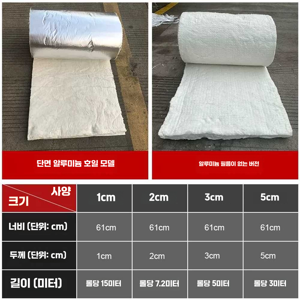 보일러 단열재 내화 충진재 고온 시공 강관 동파 방지 두께3cmX폭61cmX길이5m - 상세 이미지 5