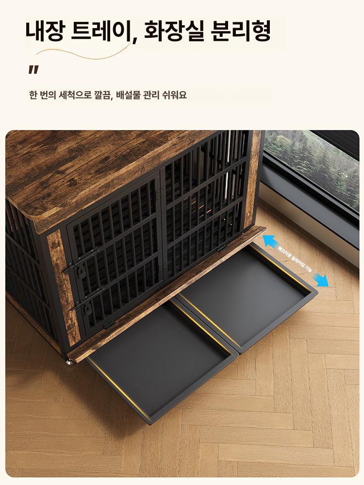 대형견 중형견 소형견 전용 실내용 목재 강아지 집 화장실 트레이 포함 비목재 철제 케이지 - 상세 이미지 3