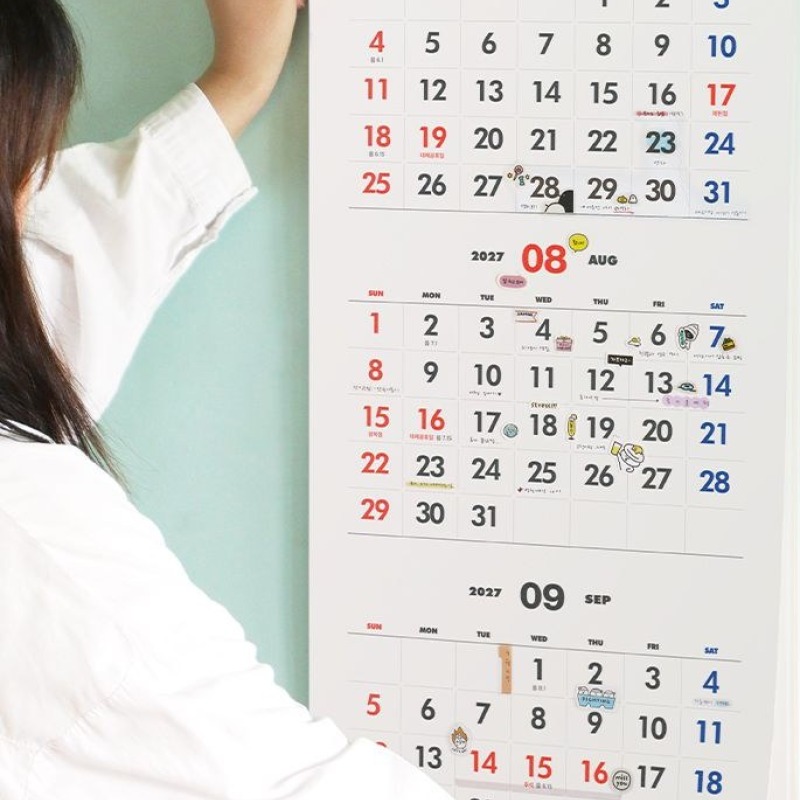 27년 3개월 벽걸이 달력 2027 3단 벽달력 2027년 스프링 3달 세달 캘린더 이미지 8