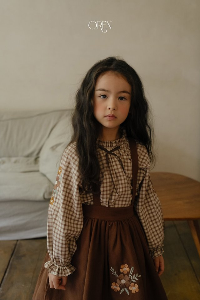 오렌 26가을 마농 체크 블라우스 여아 유아 키즈 자수 블라우스 이미지 6