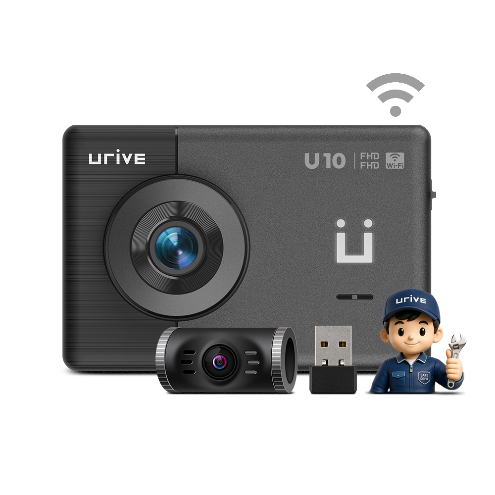 [26년형] 유라이브 U10 와이파이 전후방 FHD 2채널 블랙박스 32GB, 설치비포함 - 상품 이미지