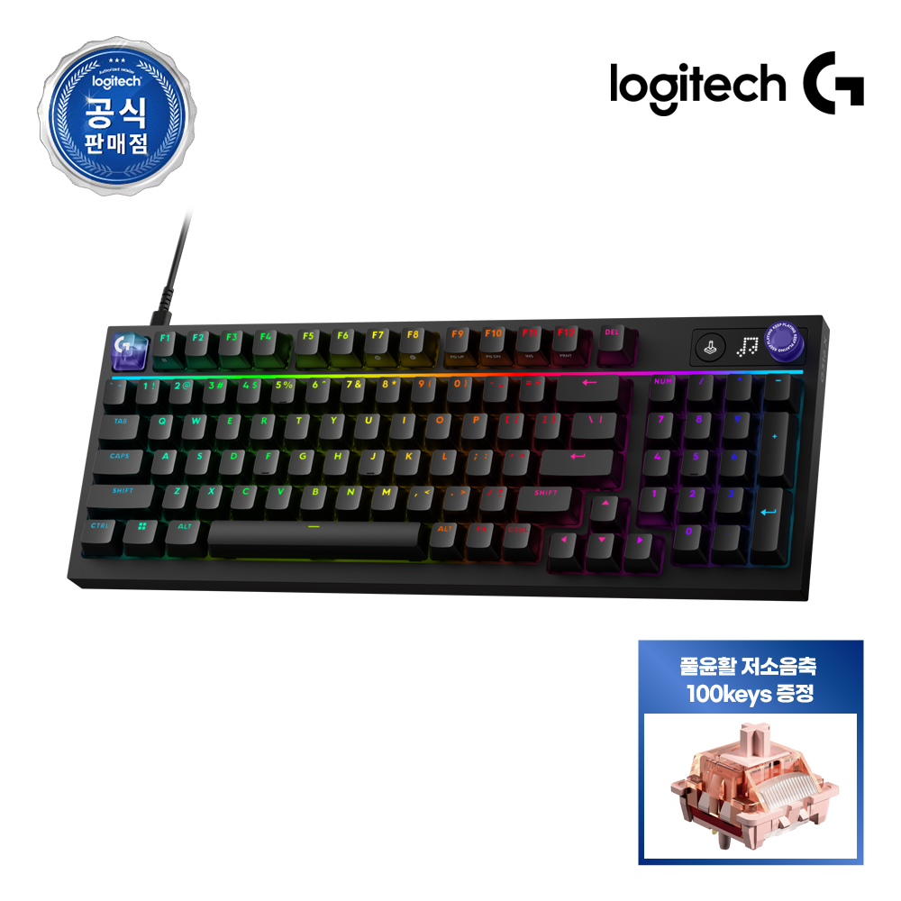 [풀윤활 저소음축 증정] 로지텍코리아 공식 G316 X 98 8K 게이밍 키보드 블랙, 갈축 - 상품 이미지