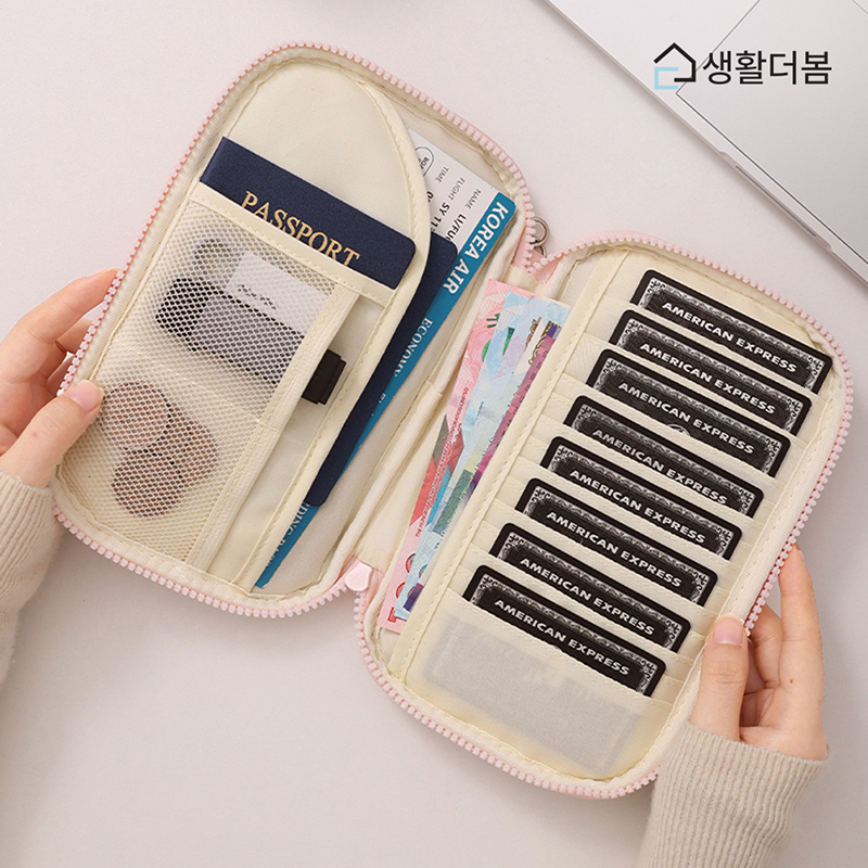 생활더봄 패딩 여권파우치 RFID차단 방수 카드수납 여행용 지갑 - 상세 이미지 3