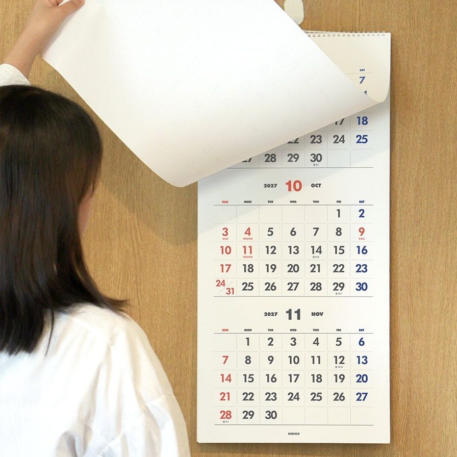 27년 3개월 벽걸이 달력 2027 3단 벽달력 2027년 스프링 3달 세달 캘린더 - 상세 이미지 5