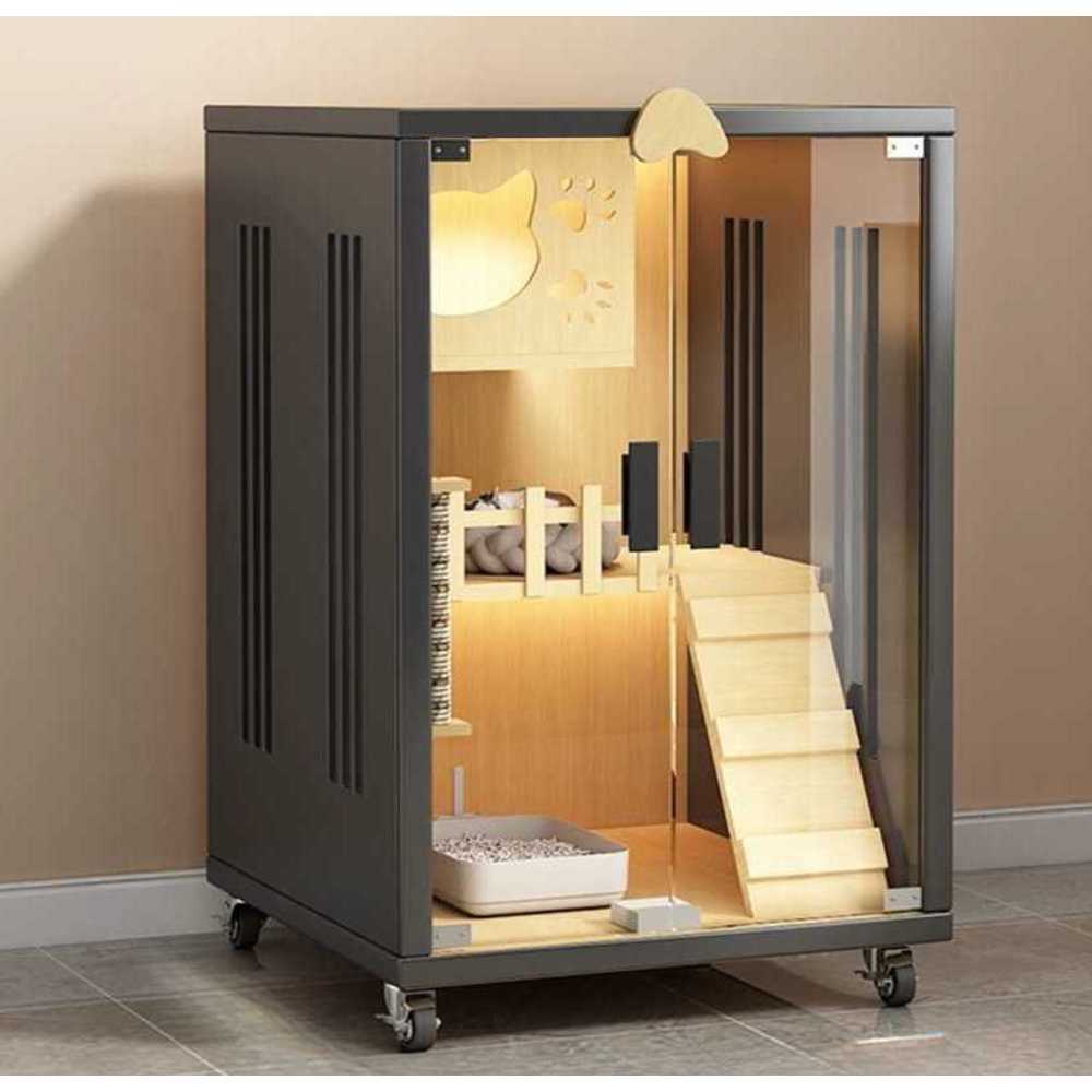 고양이호텔 반려묘 실내 고급 숨숨집 인테리어 빌라 1.블랙-60x60x90(디자인사진참조) - 상품 이미지