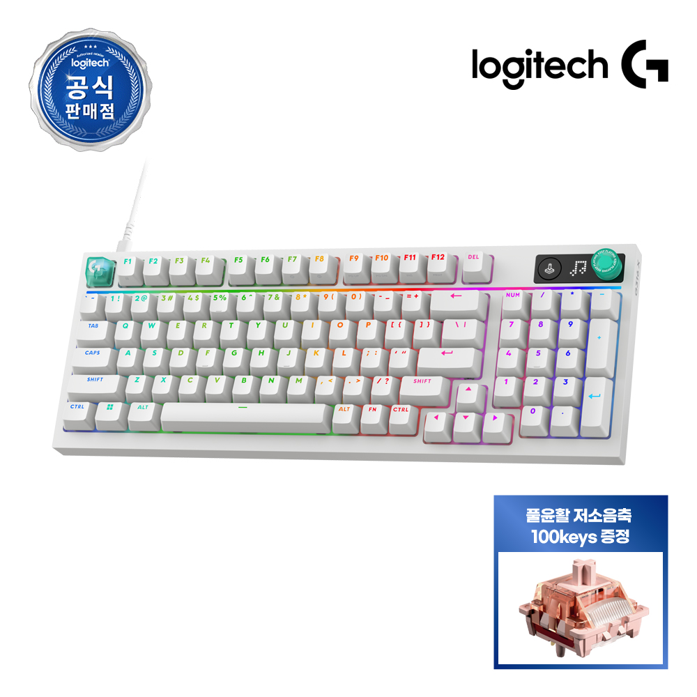 [풀윤활 저소음축 증정] 로지텍코리아 공식 G316 X 98 8K 게이밍 키보드 화이트, 적축 - 상품 이미지