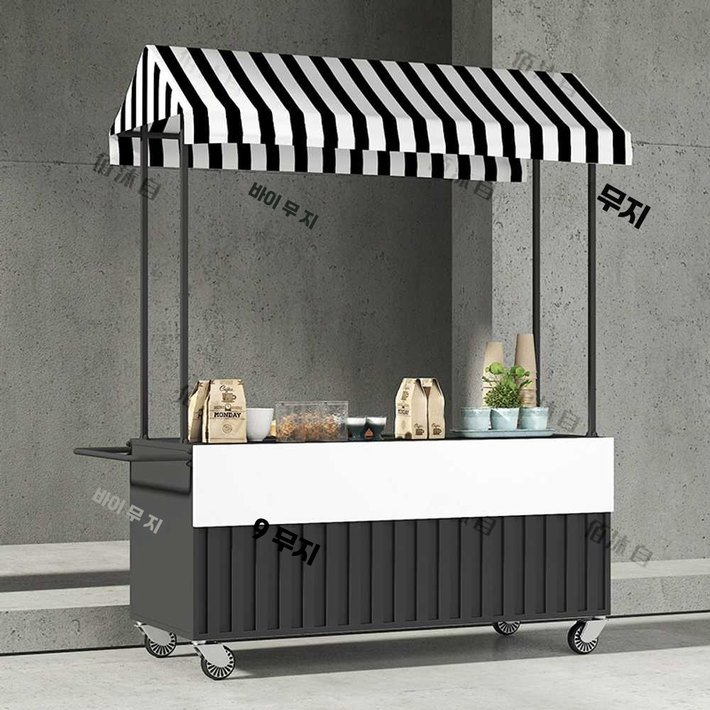 플리마켓가판대 푸드 판촉 카트 박람회 야시장 카트 옐로우100x60x200 - 상세 이미지 2
