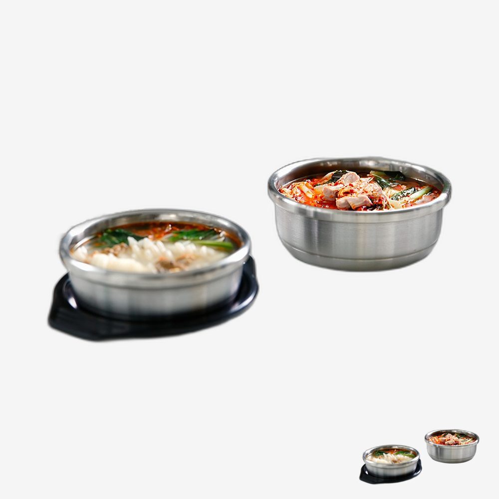 위생적인조리 계란찜용 조리냄비 스텐냄비 소형사이즈 식탁차림 스텐뚝배기 가정용솥 12cm - 상품 이미지