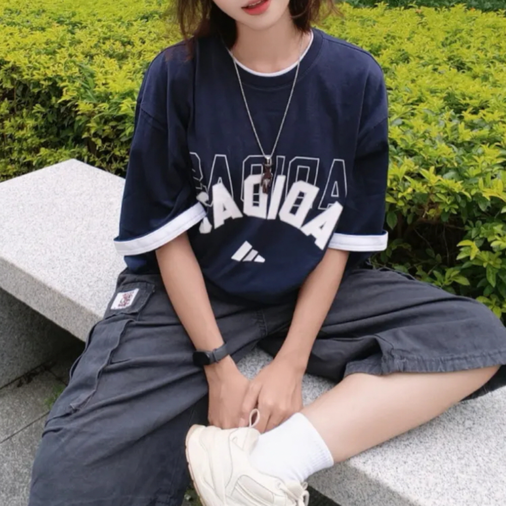 아디다스 투인원 컴포터블 남녀공용 반팔 티셔츠 네이비 KX0515 - 상세 이미지 3