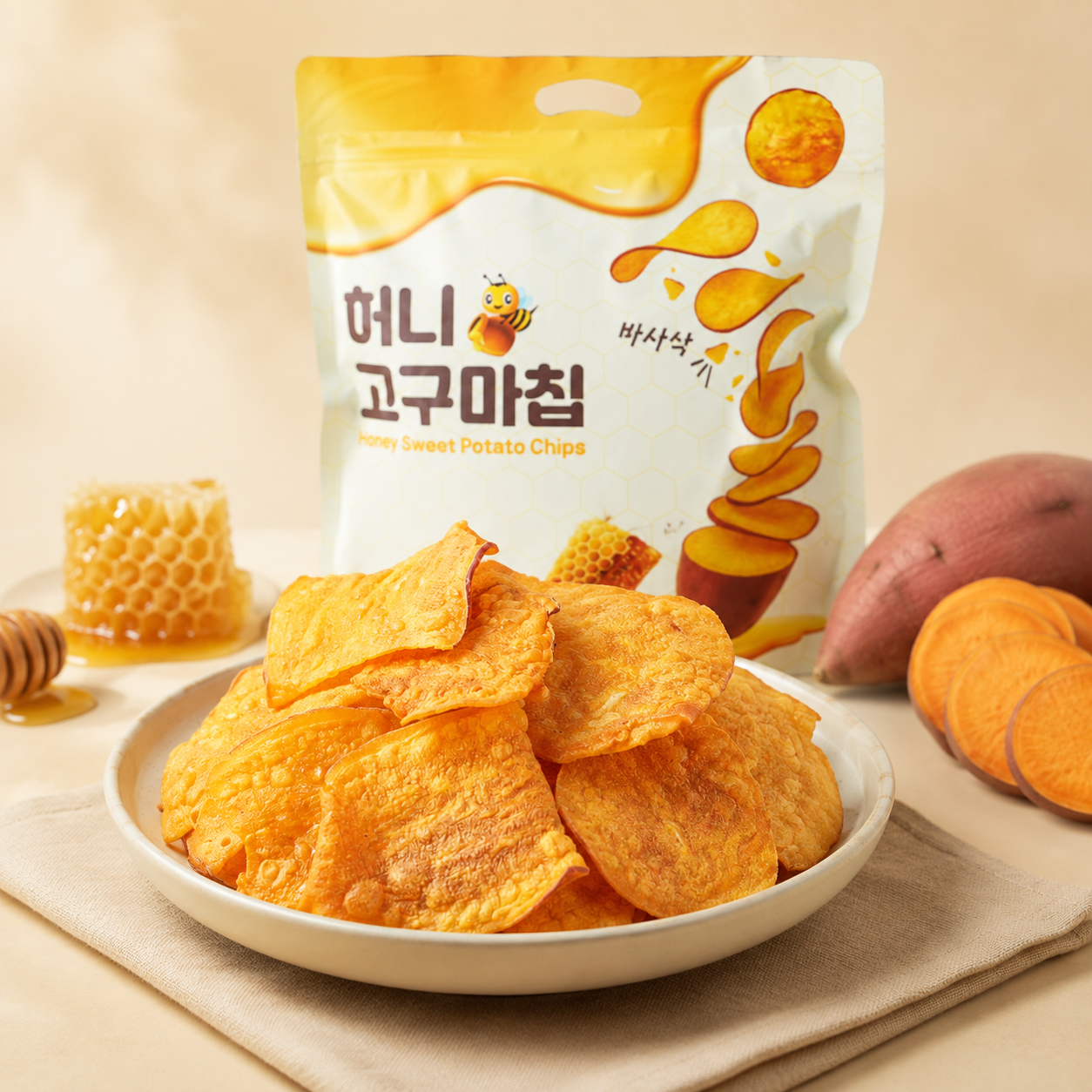 황금 허니 고구마칩 320g 달콤바삭 간식 건강 대국민 바삭하고 바삭한 고구마맛집 - 상세 이미지 4