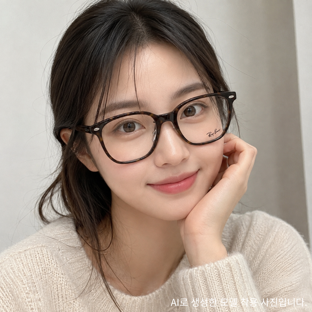 레이벤 RB 5425 2012 남자 여자 커플 빅사이즈 호피 톨토이즈 얇은 뿔테 안경테 - 상세 이미지 2