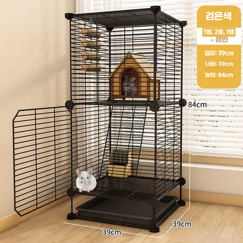슈가글라이더 하우스 케이지 사육장 다람쥐 친칠라 (A형-1칸) 블랙 이미지 6