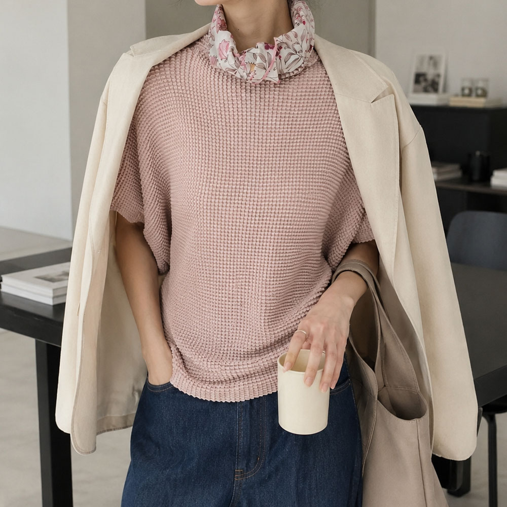 VSF78 60수 순면 수수한 플라워 스카프 손수건 이미지 6