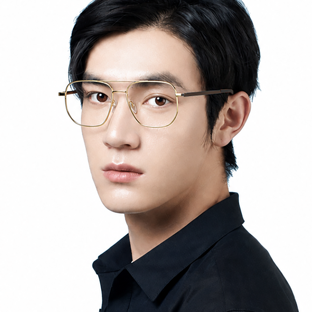아키하루 6838 긱시크 골드 보잉 가벼운 티타늄 남자 여자 블루라이트차단 패션안경 이미지 8