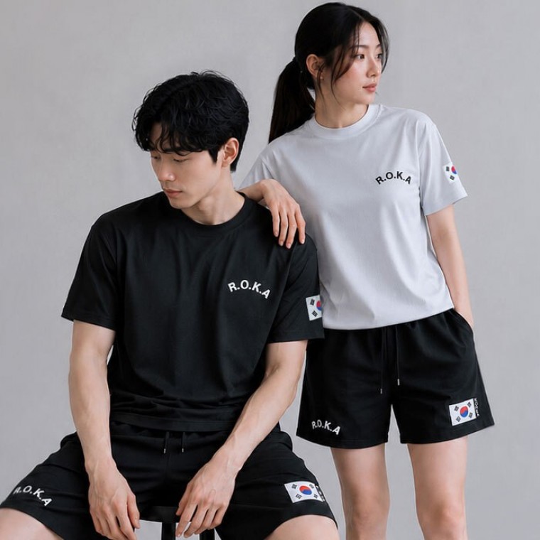 D ROKA 로카 남녀공용 에어쿨 데일리 티셔츠 반바지 4color / 군인 반팔티 쿨링 - 상품 이미지