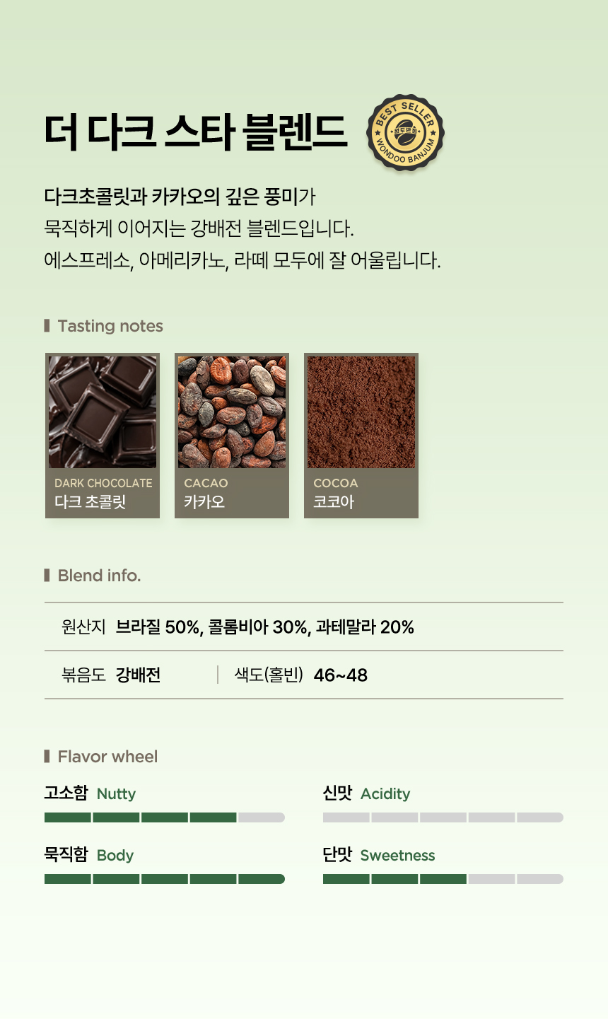 더 다크 스타 블렌드 원두커피 당일로스팅 갓볶은 산미없는 진한 에스프레소 블렌딩 200g - 상세 이미지 2