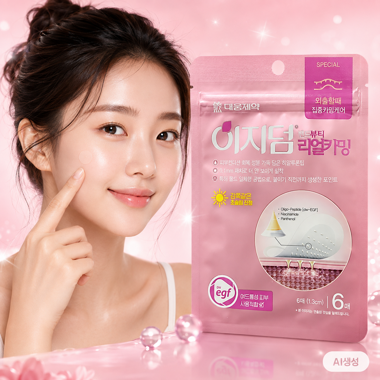 이지덤 뷰티 리얼카밍 6매입 니들패치 여드름패치 EGF 함유 - 메인 이미지