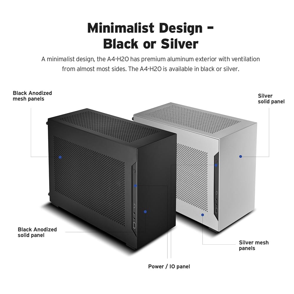 리안 리 A4-H2O 미니 ITX PC 케이스, 트리플 슬롯 마운트 GPU, 알루미늄 외장 및 SPCC 스틸 인테리어, 240mm AIO, SFX 샌드위치 레이아웃, PCIe 4. - 상세 이미지 2