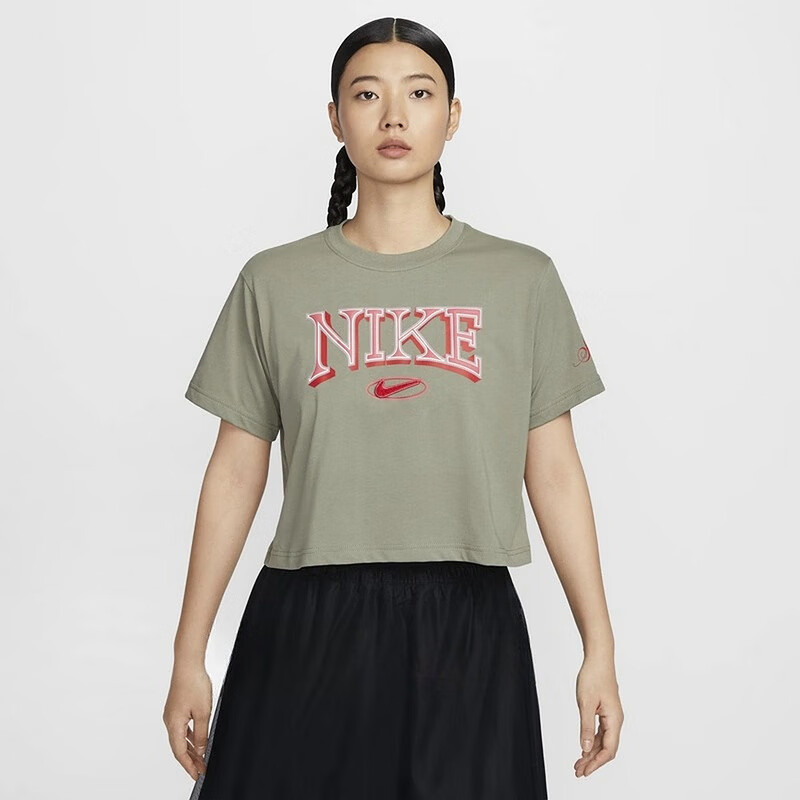 Nike/나이키 루즈 여성 반팔 크롭 티셔츠
