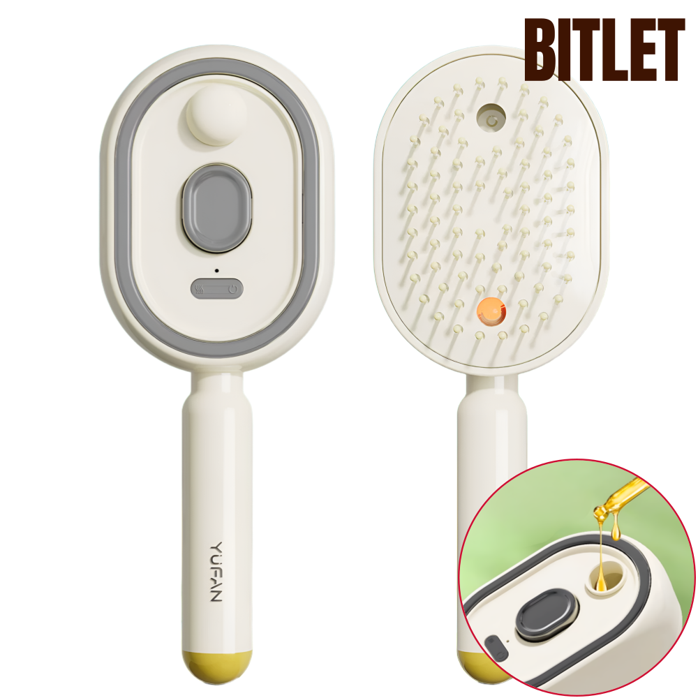 비뜰렛 오일분무빗 전동 미스트 헤어브러시 두피마사지 정전기 엉킴 방지 - 상품 이미지