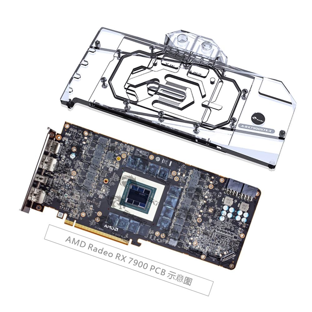 GPU 워터블록 AMD Radeon RX 7900 XTX XT 7800 레퍼런스 에디션, PC 워터 리퀴드 쿨링 블록 쿨러, 백플레이트 포함 - 상세 이미지 3